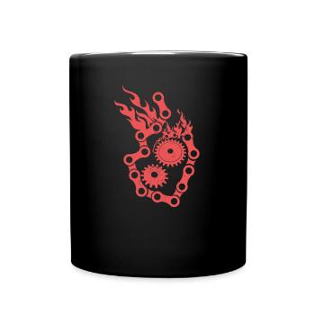 Mountain Bike Chain Gear Wheel Fire Gift - Full Colour Mug - black - Front