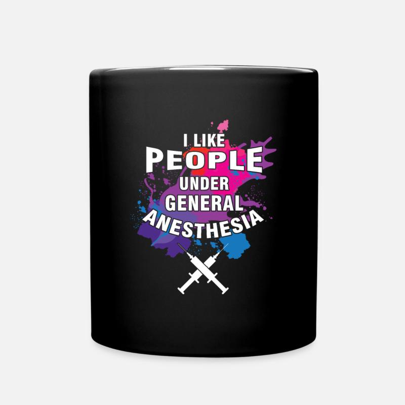 Cadeau d'anesthésie médicale, j'aime les gens de moins - Mug uni - noir