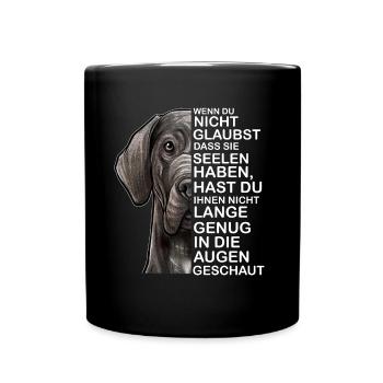 Deutsche Dogge Seele - Tasse einfarbig - Schwarz - Vorne