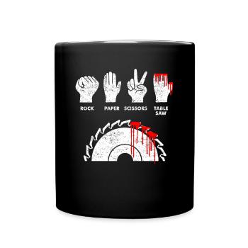 Ciseaux à papier pierre scie circulaire cadeau drôle - Mug uni - noir - Devant