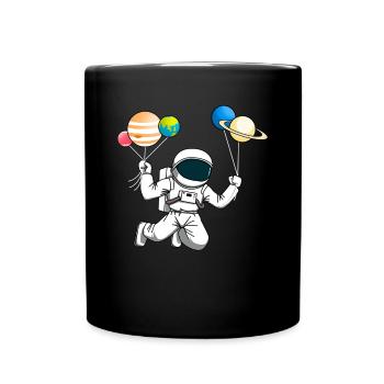 Astronaut space planets balloons universe - Full Colour Mug - black - Front