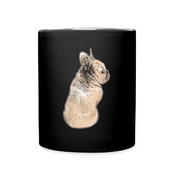 Bouledogue français rigolo chien rire humour - Mug uni - noir - Devant