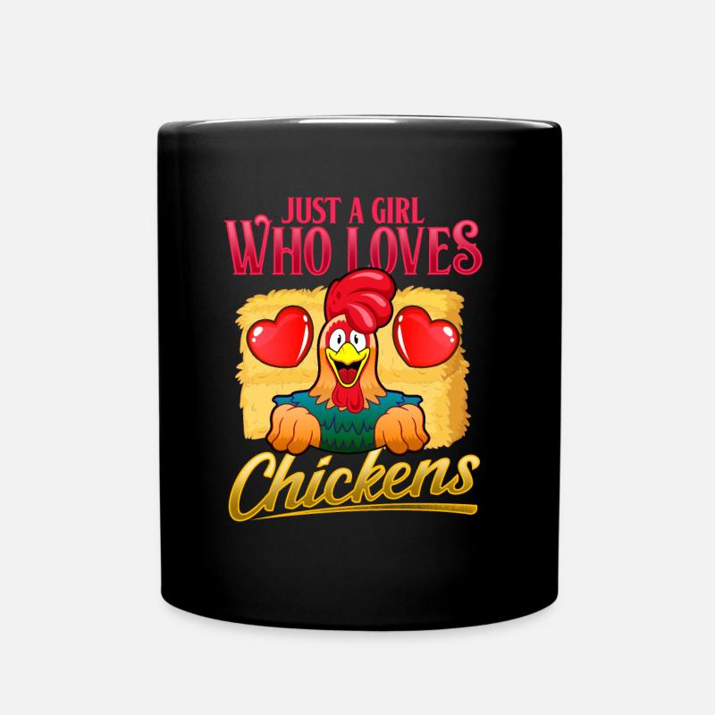 Chicken rooster chicken - Full Colour Mug - black