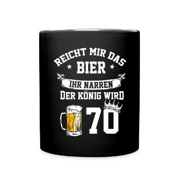 70 Bier Party Geburtstag Geschenk Idee - Tasse einfarbig - Schwarz - Vorne