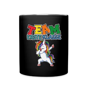 Schule Einschulung Schulanfang Einhorn Mädchen Jun - Tasse einfarbig - Schwarz - Vorne