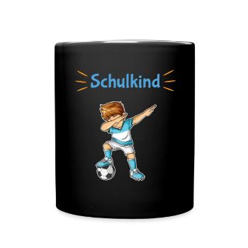 Schule Einschulung Schulanfang Schultüte Fußball - Tasse einfarbig - Schwarz - Vorne