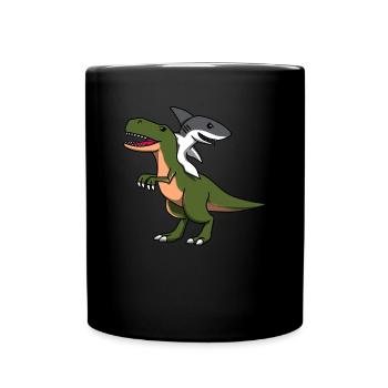 Grand dinosaure requin blanc Trex Tyrannosaurus - Mug uni - noir - Devant