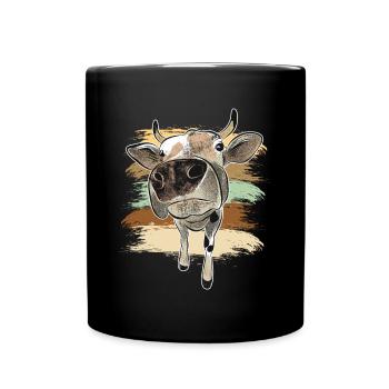 Kuh Rind lustiges Tier Vegan Humor lachen - Tasse einfarbig - Schwarz - Vorne