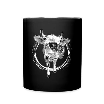 Vache bovins drôle animal rire drôle - Mug uni - noir - Devant