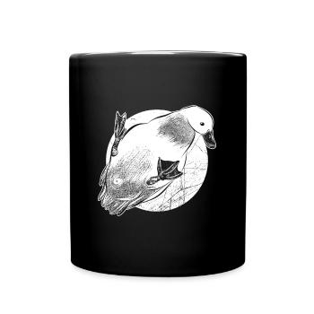 Ente Schnabel lustiges Tier Vogel Humor lachen - Tasse einfarbig - Schwarz - Vorne