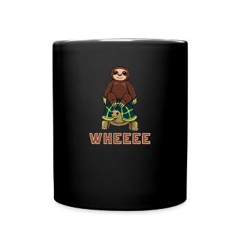 Schildkröte Faultier Reiten Langsam Faul Geschenk - Full Colour Mug - black - Front