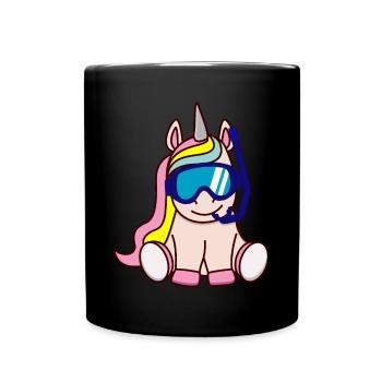Taucher Einhorn Geschenkidee Geschenk - Full Colour Mug - black - Front
