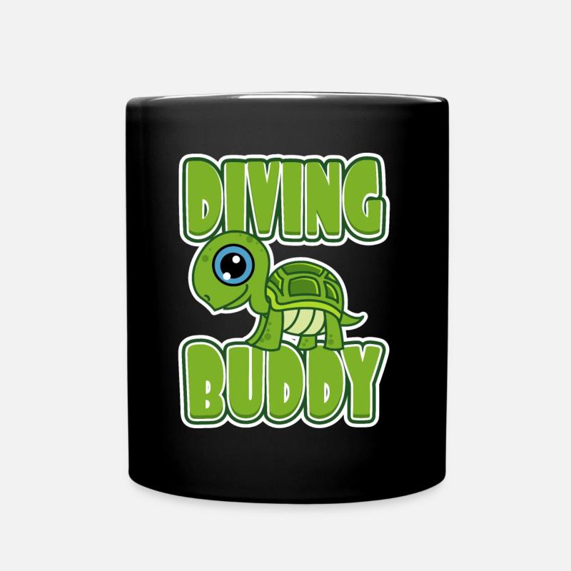 Tauch Buddy Schildkröte Taucher Geschenk - Tasse einfarbig - Schwarz