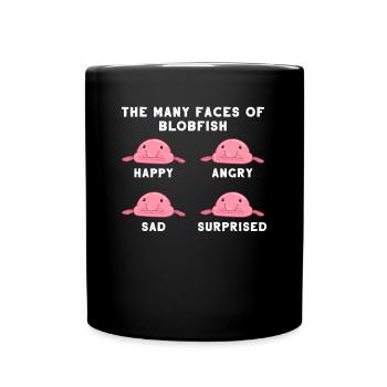 Blobfisch Gesichter Hässlicher Fisch Blob Ozean - Full Colour Mug - black - Front