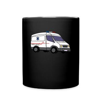 Krankenwagen Rettungsdienst Sanitäter Notarzt - Tasse einfarbig - Schwarz - Vorne