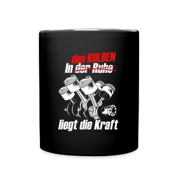 Tuning Auto Tuner Turbo Driften Kolben PS Geschenk - Tasse einfarbig - Schwarz - Vorne