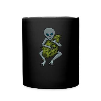 Alien Weed 420 cadeau de marijuana mixte fumée - Mug uni - noir - Devant