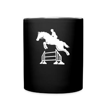Horse rider gallop jumping race foal stallion - Full Colour Mug - black - Front