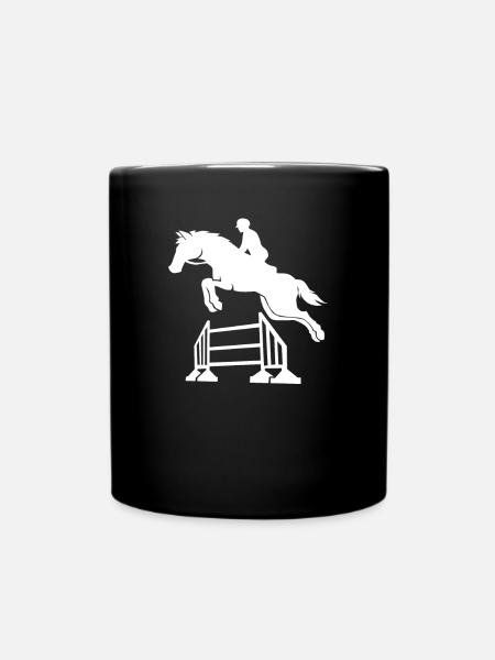 Cheval de cavalier galop de saut d'obstacles de course de poulain - Mug uni - noir