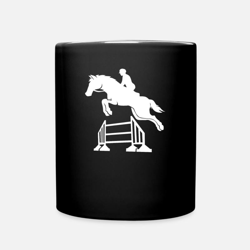 Cheval de cavalier galop de saut d'obstacles de course de poulain - Mug uni - noir