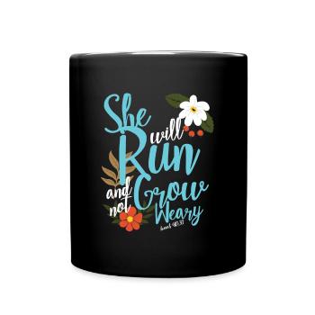Verset de la Bible chrétienne, elle courra et grandira - Mug uni - noir - Devant