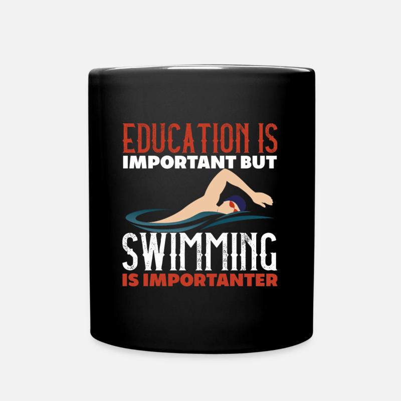 Swimming Is Importanter - Full Colour Mug - black