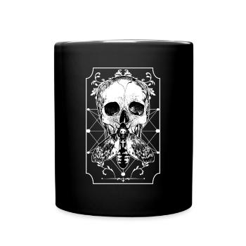 Skull Moth Gothic skull bone - Full Colour Mug - black - Front
