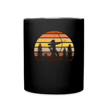 Bogenschießen - Tasse einfarbig - Schwarz - Vorne