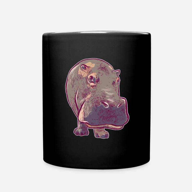 Hippopotamus Hippo - Full Colour Mug - black