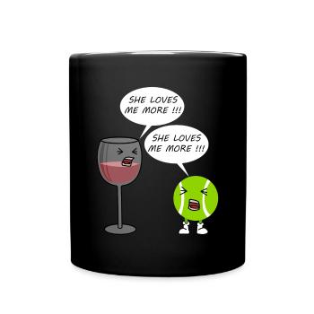 Tennis Sport Wein Alkohol Trinken Geschenk - Tasse einfarbig - Schwarz - Vorne