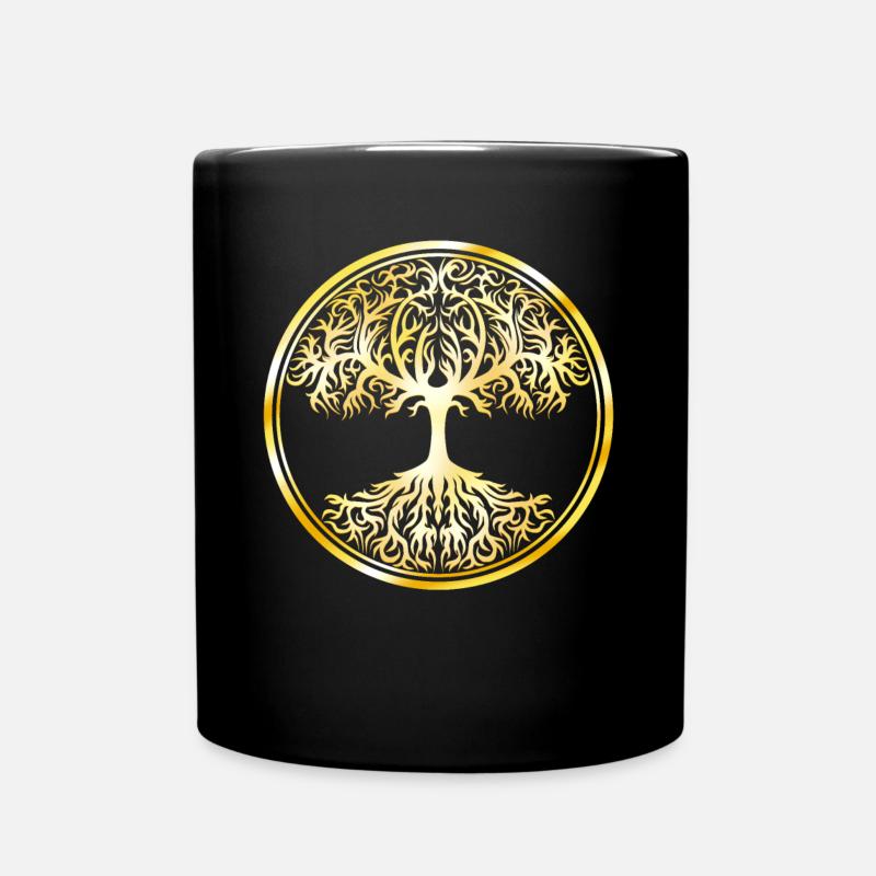 Keltisch Baum Lebensbaum Wikinger Natur Geschenk - Tasse einfarbig - Schwarz
