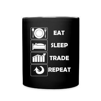 Trading Trading Food Sleeping Trades Stock Market - Full Colour Mug - black - Front