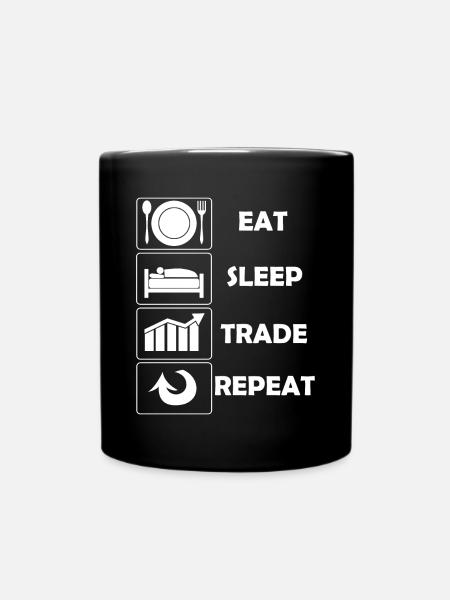 Trading Trading Food Sleeping Trades Stock Market - Full Colour Mug - black