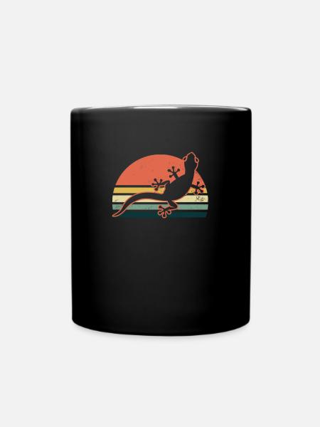 Gecko-Vintages Retro Sonnenuntergang-Geschenk - Tasse einfarbig - Schwarz