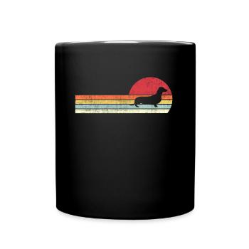 Vintage Retro Dackel T Shirt Hund für Männer & Frauen - Tasse einfarbig - Schwarz - Vorne