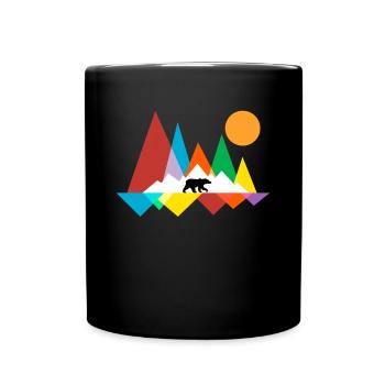 Geometric bear outdoor mountain hiking gift - Full Colour Mug - black - Front