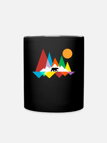 Geometrisch Bär Outdoor Berg Wandern Geschenk - Tasse einfarbig - Schwarz