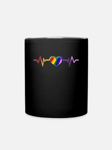 Cadeau LGBTQ Heartbeat Gay Lesbian Homo - Mug uni - noir