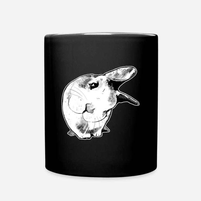 Bunny rabbit hugging pet cute animal - Full Colour Mug - black