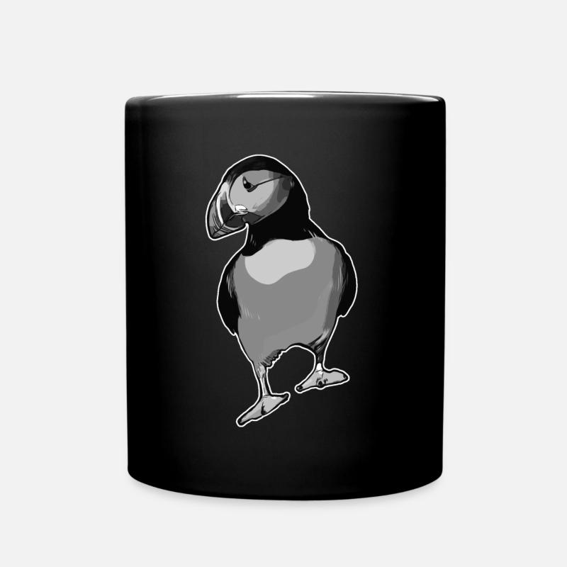 Puffin bird sea cliffs cute animal - Full Colour Mug - black