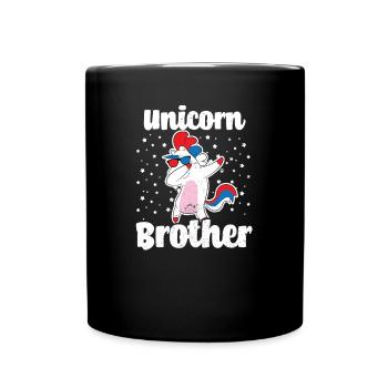 Bro Einhorn, das Bruder-Geschenk abtupft - Tasse einfarbig - Schwarz - Vorne