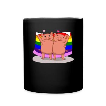 LGBTQ pig discrimination gay gift - Full Colour Mug - black - Front