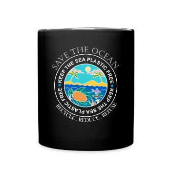 Save the ocean plastic ocean plastic gift - Full Colour Mug - black - Front