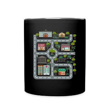 Cars Roads Children Signs Route Traffic - Full Colour Mug - black - Front
