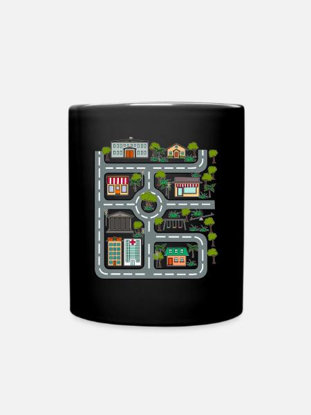 Cars Roads Children Signs Route Traffic - Full Colour Mug - black