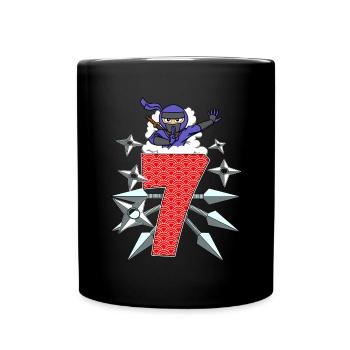 7th Birthday Ninja Japan Martial Arts Gift - Full Colour Mug - black - Front