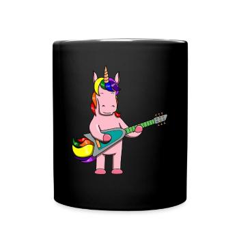 Einhorn Gitarre Spielen Musik Band Musiker - Tasse einfarbig - Schwarz - Vorne