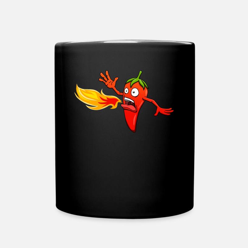 Chili Chilischote Scharf Pikant Peperoni Geschenk - Tasse einfarbig - Schwarz