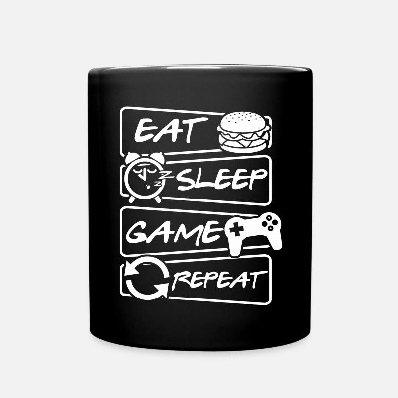 Eat Sleep Game Repeat - Gamer - Tasse einfarbig - Schwarz