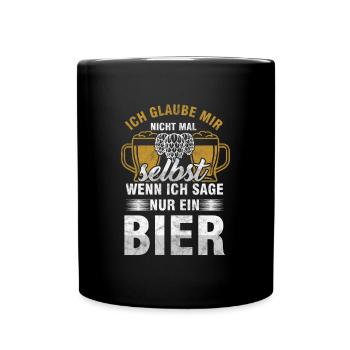 Bier Bierkrug Hopfen Brauerei Biergarten Geschenk - Tasse einfarbig - Schwarz - Vorne